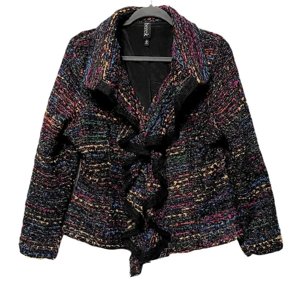 BEREK Ruffled Rainbow Tweed Harmony Jacket M